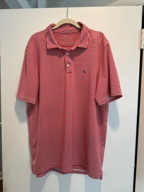 Vineyard Vines Red and White Striped Polo
